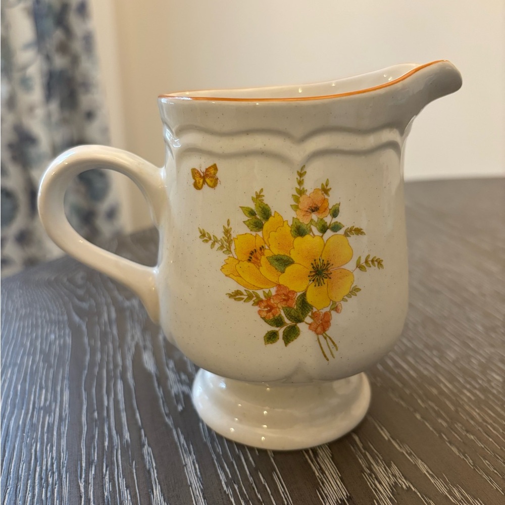 Sangostone Vintage Creamer Pitcher Stoneware 2311 Butterfly